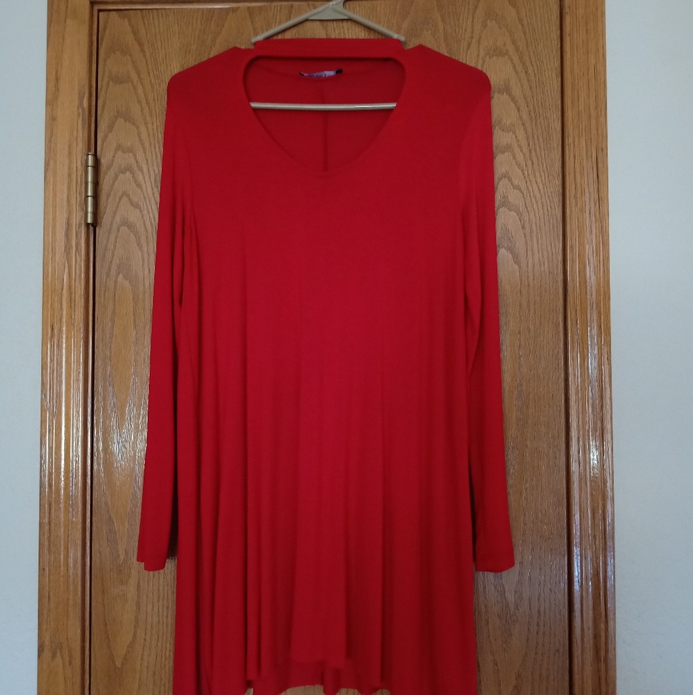 Red dress long sleeves worn once. Like new
